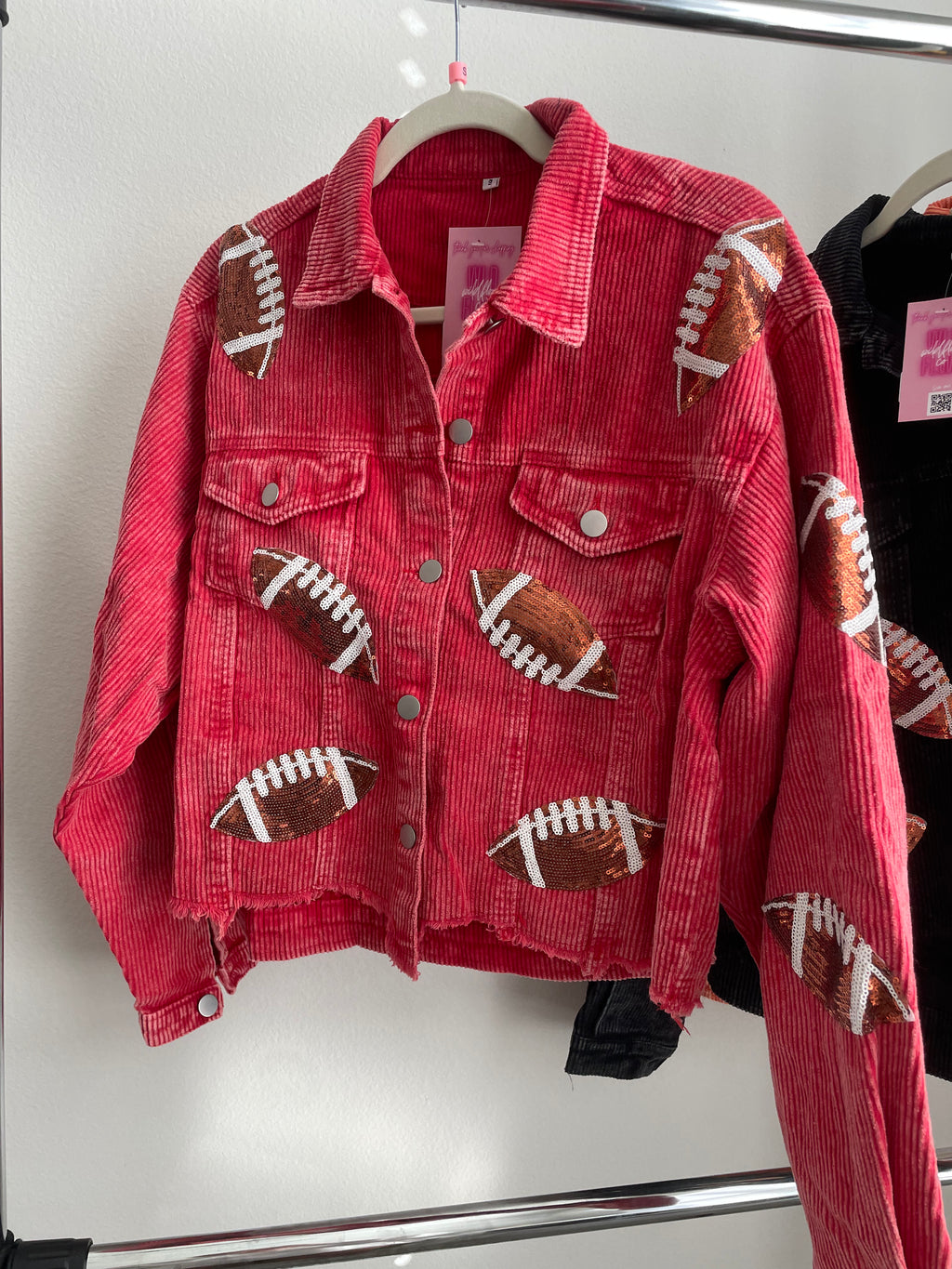 Last one: Small Sequined Football Button Up Jacket
