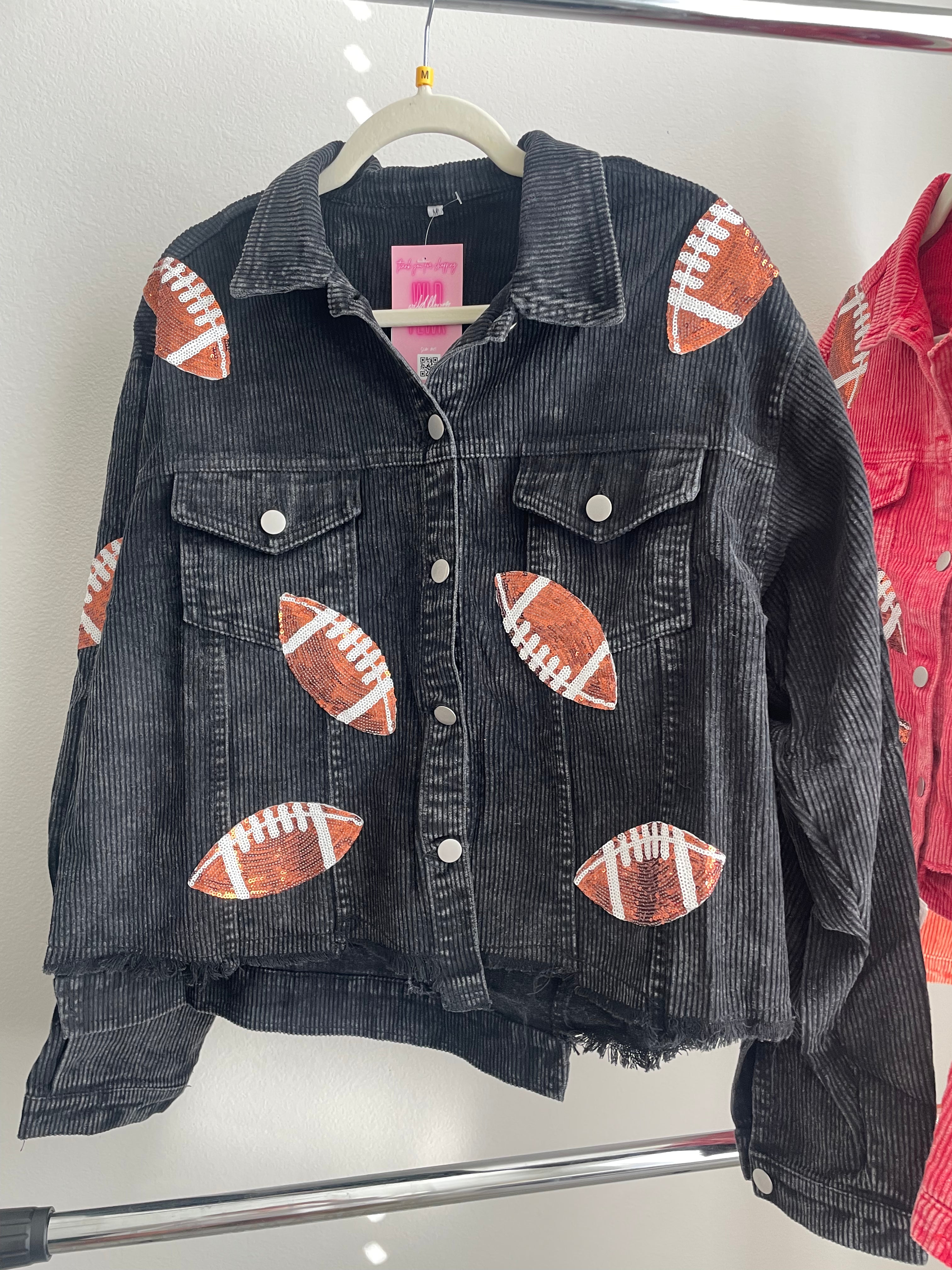 Sequined Football Button Up Jacket