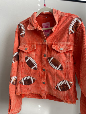 Sequined Football Button Up Jacket