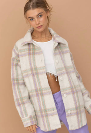 Lavender Mint Plaid Shacket