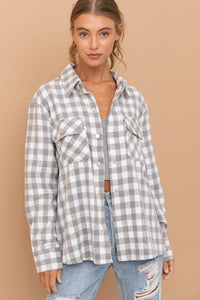 Gray and White Gingham Shacket