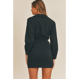 Long Sleeve Black Cutout Dress