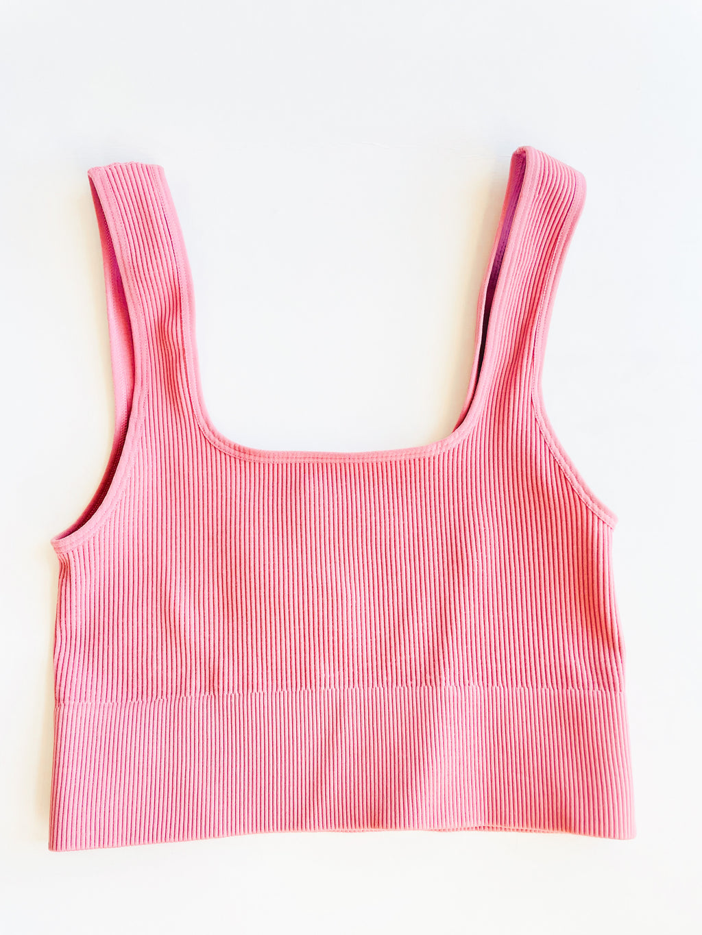 Ribbed Square Neck Cropped Tank Top