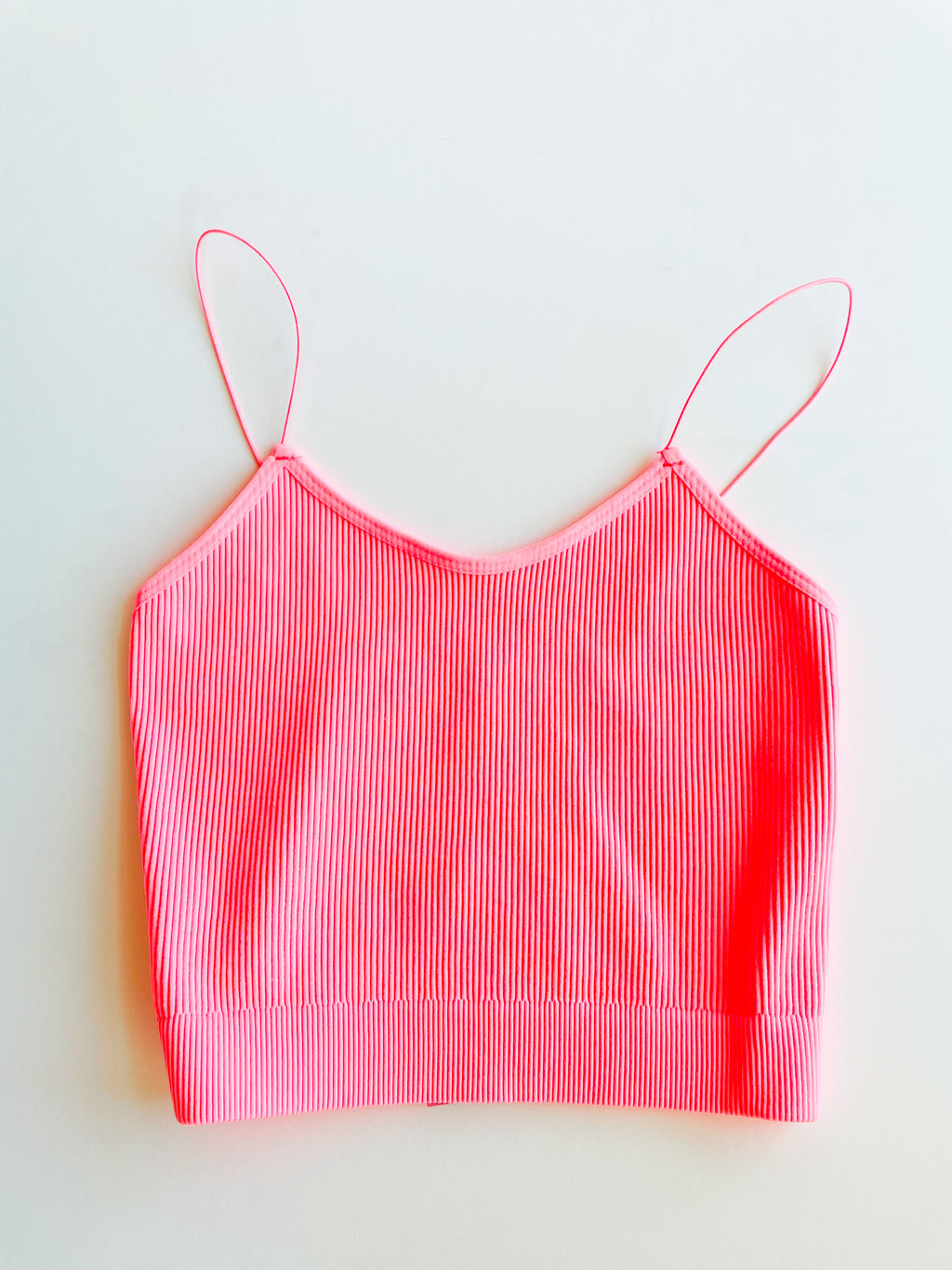 Ribbed Seamless Skinny Strap Brami Hot Pink