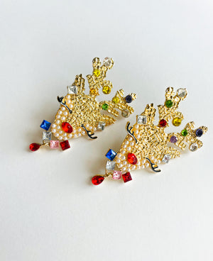 Crystal Reindeer Drop Earrings