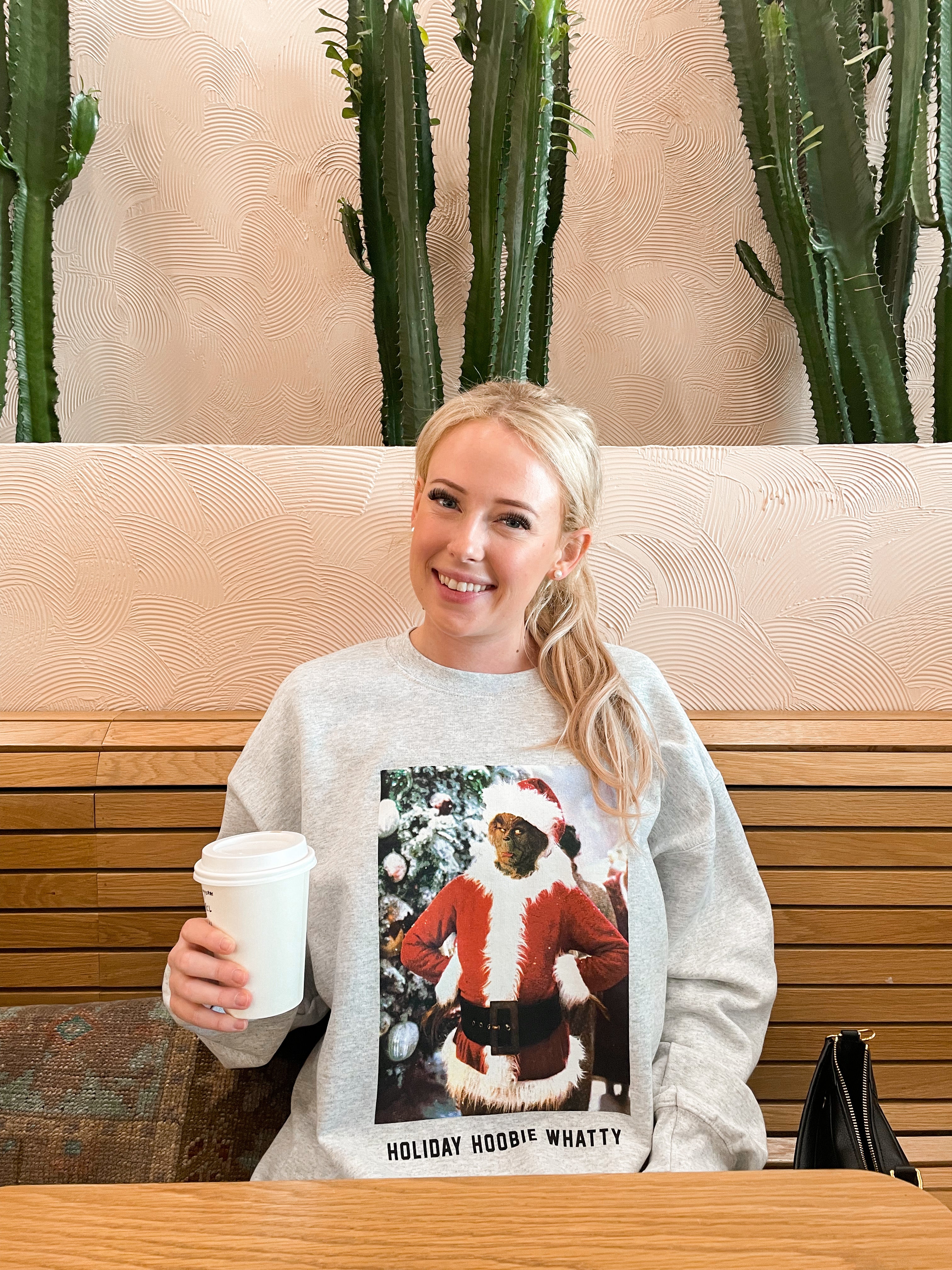Holiday Hoobie Whatty Grinch Sweatshirt: Light Gray
