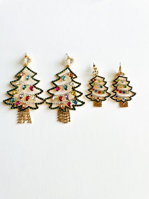 Rhinestone Christmas Tree Earrings: mini